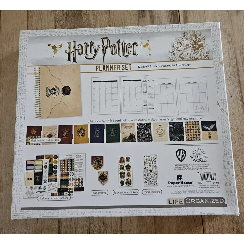 New Harry Potter Planner Set 12 Month Undated Planner Stickers & Clip Hogwarts
